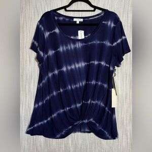Nine Britton Blue Tie-Dye Short Sleeve Top